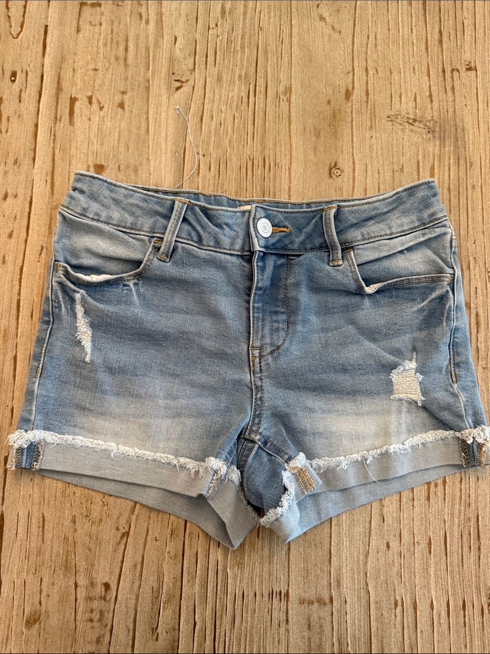 SO Light Blue Distressed Denim Shorts | size 12